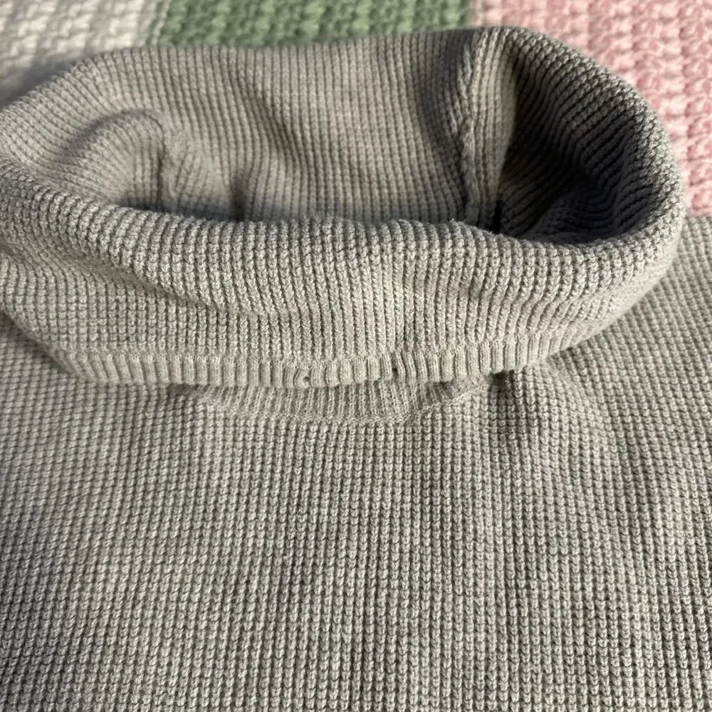 Lauren Ralph Lauren Sweater Womens Medium Grey Waffle Knit Turtle Neck